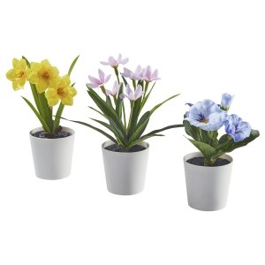 Artifi potted plant w pot, set of 3, in/outdoor flower, 6 cm