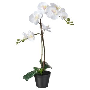Artificial potted plant, Orchid white, 12 cm