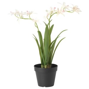 Artificial potted plant, yellow orchid, 12 cm