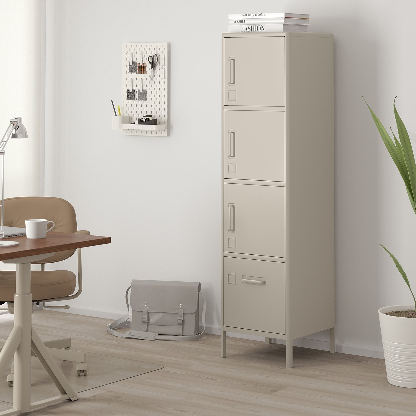 Tallan High cabinet with drawer and doors, beige, 45x172 cm - Image 2