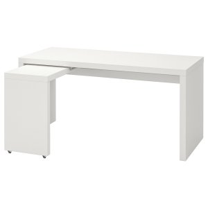 Pullin Desk with pull-out panel, white, 151x65 cm