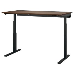 Topwin 200 Desk sit/stand, electric walnut veneer/black, 160x80 cm