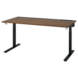 ModulDesk Compact Desk, walnut veneer/black, 160x80 cm
