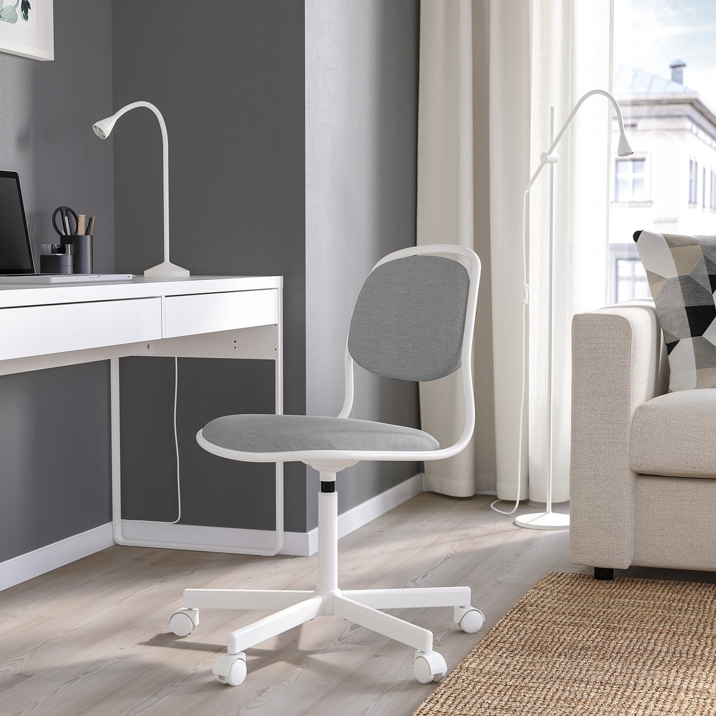 Vivlee Swivel chair, white/Vissle light grey - Image 2