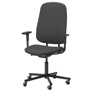 Grastin Office chair with armrests, Gräsnäs dark grey