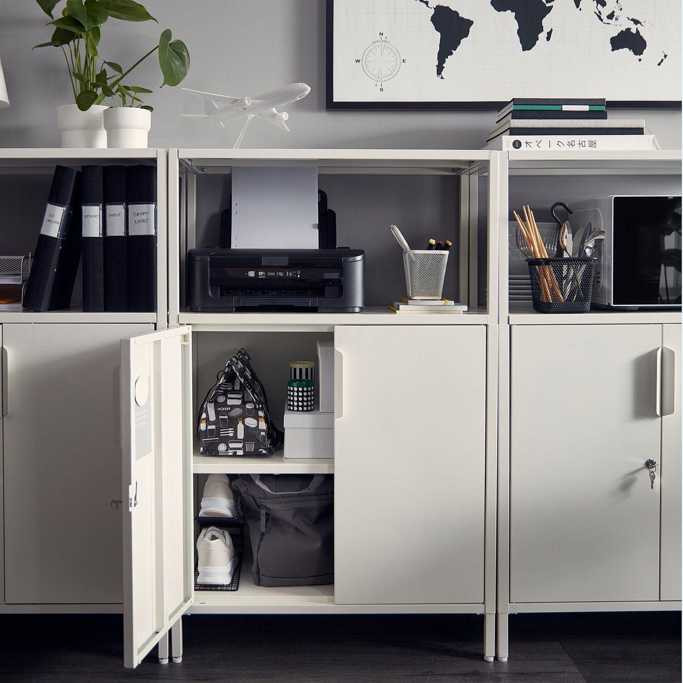 Storra Cabinet with doors, white, 70x35x110 cm - Image 2